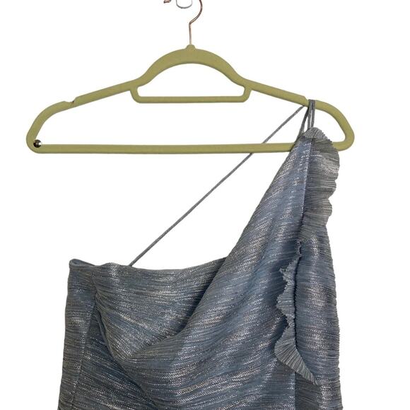 Aidan Blue Silver One Shoulder Mini Cocktail Dress Sz 8 - Picture 3 of 13